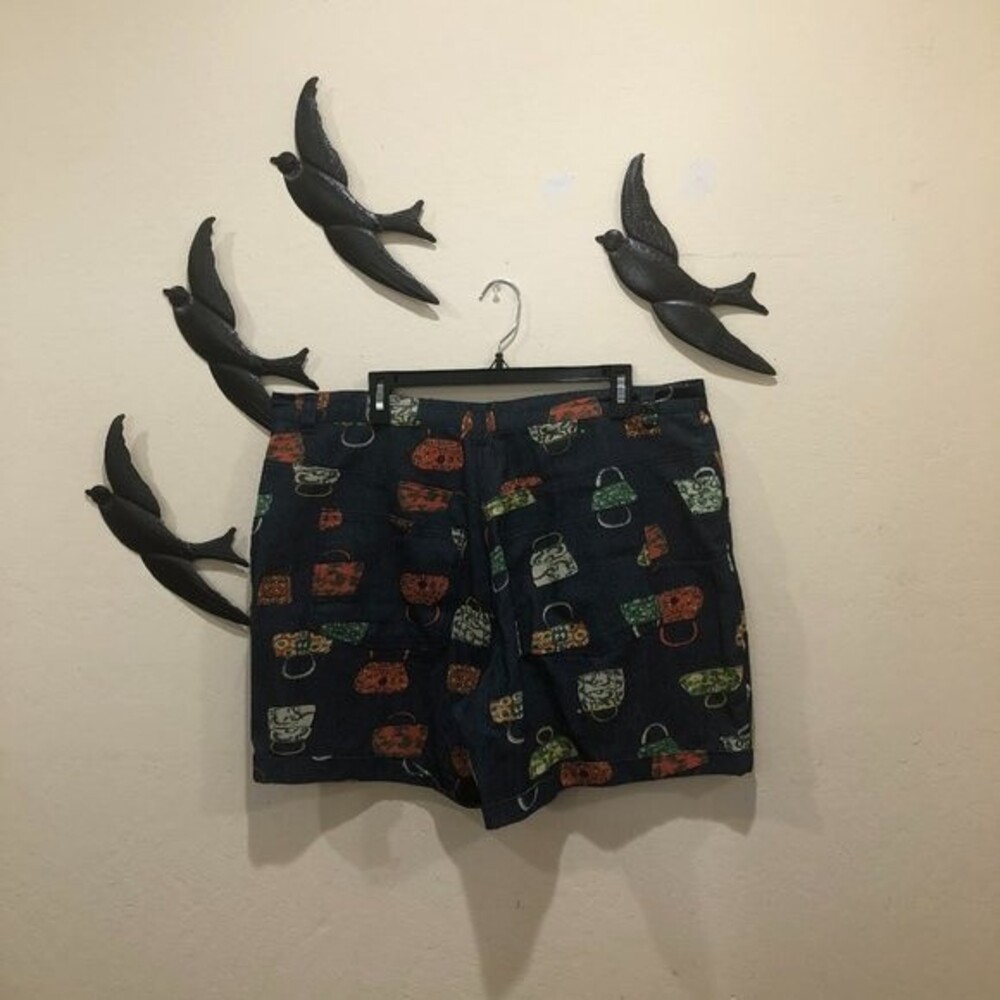 Tatyana Chica Purse Print Retro Denim Shorts - Size 3XL - Picture 5 of 9